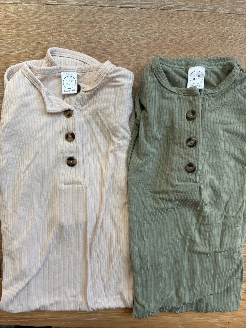 Lou Lou & Company Ribbed Button-Front Newborn Gowns (set of 2)